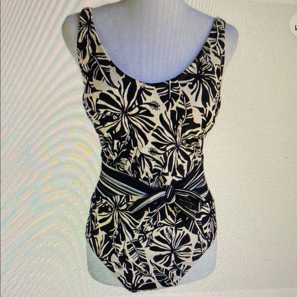 Ellen Tracy One Piece Swimsuit Tropical Beach Tie Women’s Size 8